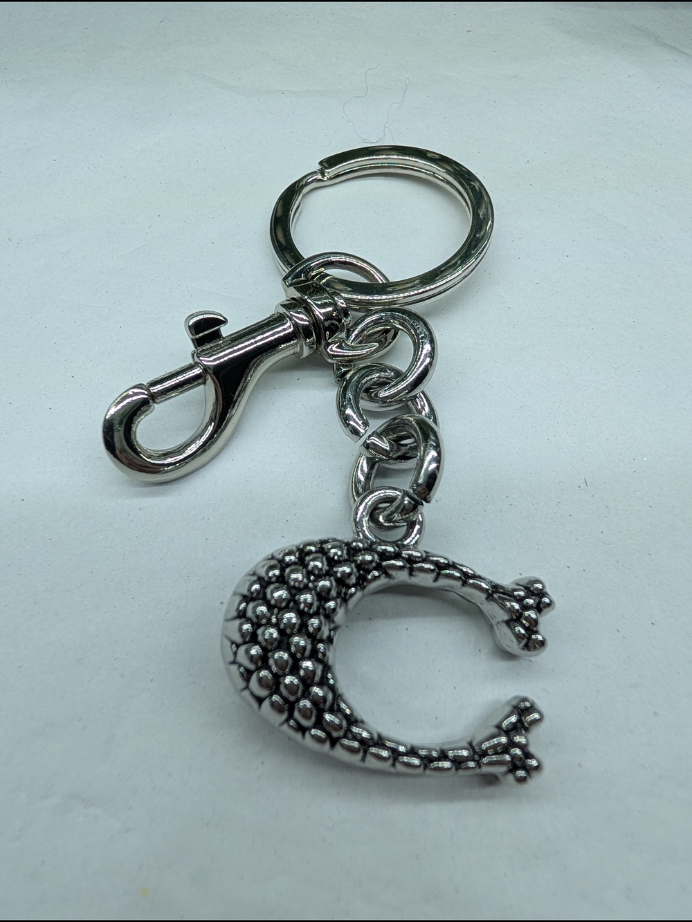 Silver Tone Textured C-Shaped Unbranded Keychain/Bag Charm